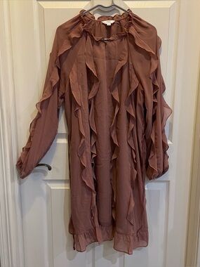 Time and Tru Dusty Rose Long Sleeve Ruffle Dress size L